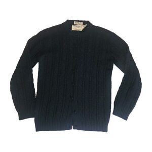 CARROLL REED Ski Shops Womens XS Blue Wool Vintage Cable Knit Cardigan Sweater
